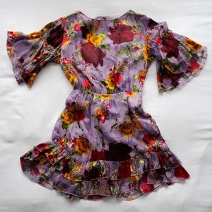 Alice + Olivia purple floral silk dress